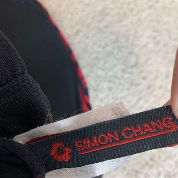 Simon Chang red black cobra snake hardware accent one piece swimsuit Sz 8 - Picture 7 of 12